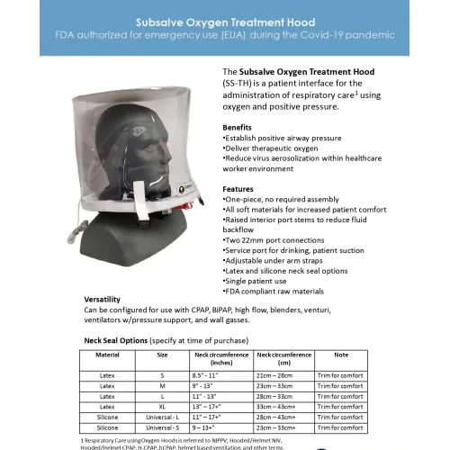 Subslave Oxygen Treatment Hood (SS-TH)